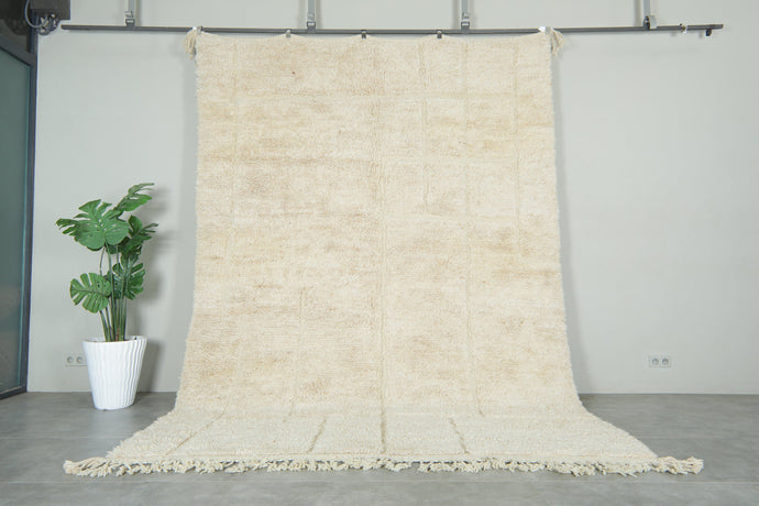 Moroccan Wool Rug – Soft Cream Grid Design - Custom Handwoven Rug