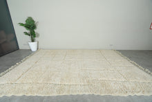 Moroccan Wool Rug – Soft Cream Grid Design - Custom Handwoven Rug