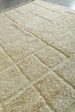 Moroccan Wool Rug – Soft Cream Grid Design - Custom Handwoven Rug
