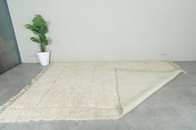 Moroccan Wool Rug – Soft Cream Grid Design - Custom Handwoven Rug