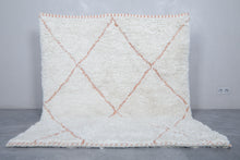 Handwoven Wool Rug in Ivory with Terracotta Diamond Pattern