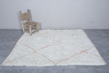 Handwoven Wool Rug in Ivory with Terracotta Diamond Pattern