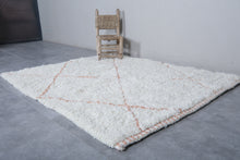 Handwoven Wool Rug in Ivory with Terracotta Diamond Pattern