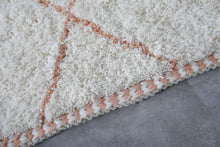 Handwoven Wool Rug in Ivory with Terracotta Diamond Pattern