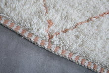 Handwoven Wool Rug in Ivory with Terracotta Diamond Pattern