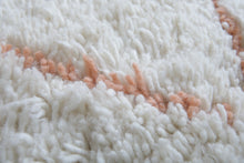 Handwoven Wool Rug in Ivory with Terracotta Diamond Pattern