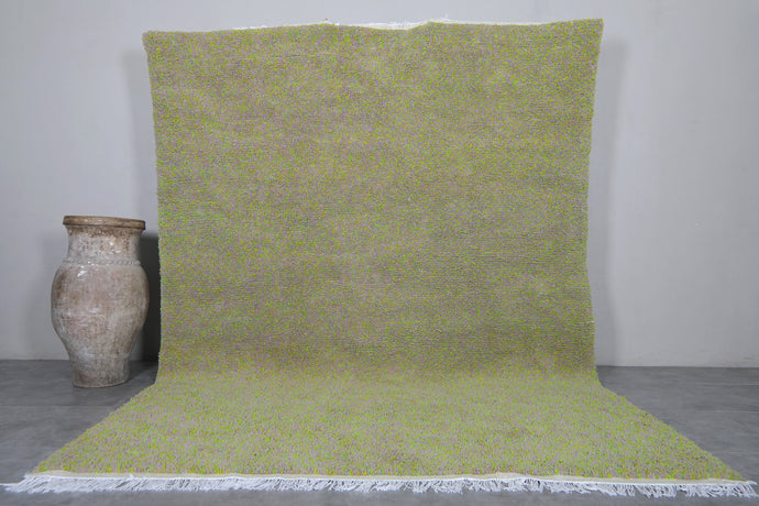Olive Green Moroccan Wool Rug - Handmade Berber Carpet