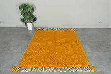 Handmade mustard yellow Moroccan wool rug - Custom size