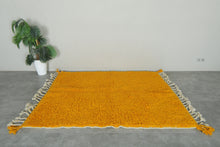 Handmade mustard yellow Moroccan wool rug - Custom size