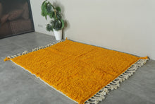 Handmade mustard yellow Moroccan wool rug - Custom size