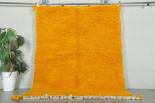 Handmade mustard yellow Moroccan wool rug - Custom size