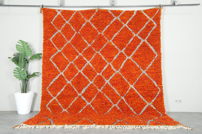 Minimalist Moroccan Rug - Blue Diamond Lattice - Custom Handwoven Wool