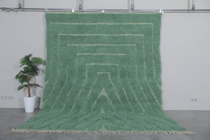 Green Custom Wool Rug - Handmade Berber Moroccan Carpet