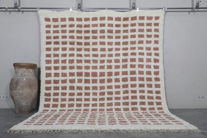 Authentic Custom Moroccan Rug - Handmade Grid Pattern Shag Carpet