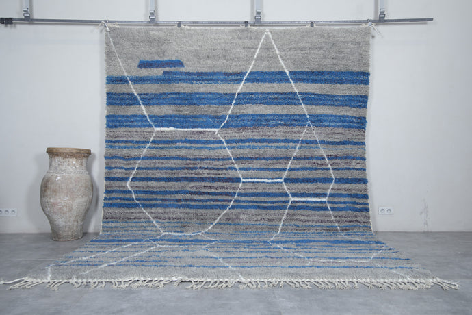Blue Gradient Wool Rug - Modern Handwoven Design