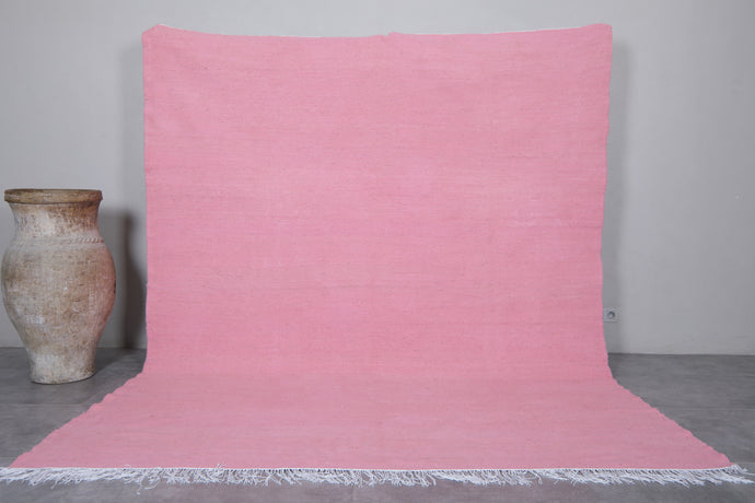 Custom Flat Woven Rug - Handmade Moroccan Pink Solid Rug