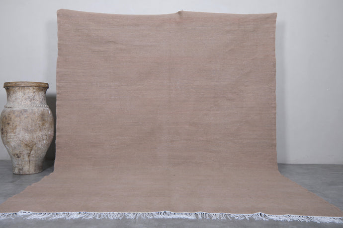 Custom Flat Woven Rug - Handmade Moroccan Solid Beige Rug