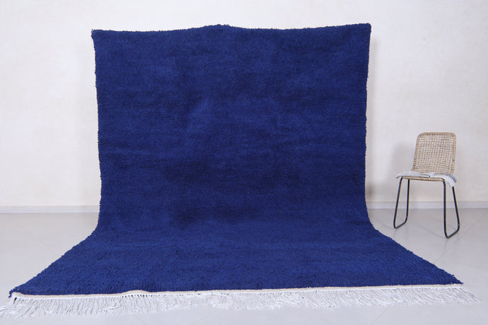 Deep Blue Custom Solid Berber Rug - Handmade Moroccan Shag
