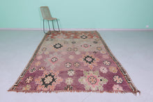 Handmade pink floral wool moroccan rug 6x9 feet - Vintage boho rug -