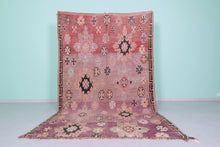 Handmade pink floral wool moroccan rug 6x9 feet - Vintage boho rug -