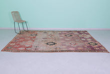 Handmade pink floral wool moroccan rug 6x9 feet - Vintage boho rug -
