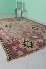 Handmade pink floral wool moroccan rug 6x9 feet - Vintage boho rug -
