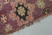 Handmade pink floral wool moroccan rug 6x9 feet - Vintage boho rug -