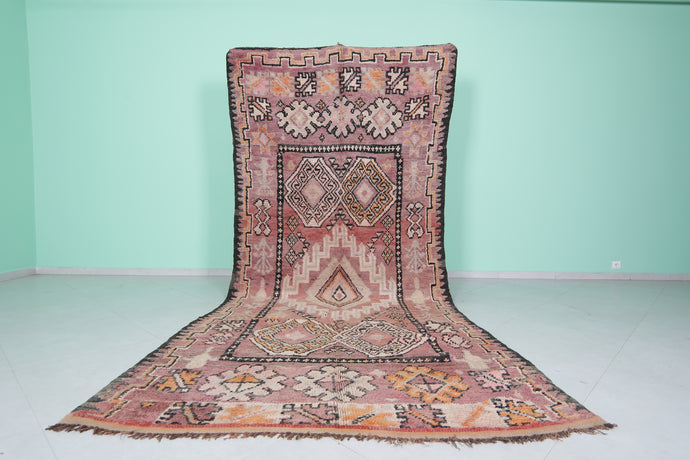 Handmade wool berber runner rug 5x12 feet - Pink moroccan tribal design -