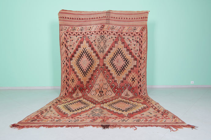 Large tribal moroccan rug 6x11 feet - Handmade wool rug with bold diamond motifs -