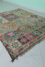 Colorful Berber wool rug 5x6 feet - Handmade Moroccan tribal rug -