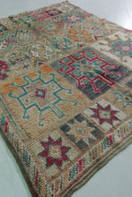 Colorful Berber wool rug 5x6 feet - Handmade Moroccan tribal rug -