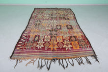 Vintage multicolor moroccan rug 5x10 ft - Handmade bohemian berber wool area rug -
