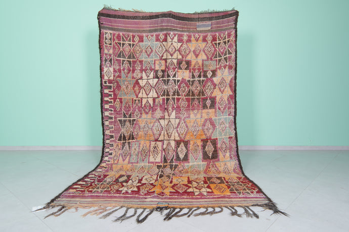 Vintage multicolor moroccan rug 5x10 ft - Handmade bohemian berber wool area rug -