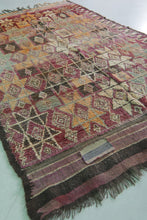 Vintage multicolor moroccan rug 5x10 ft - Handmade bohemian berber wool area rug -