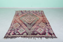 Handmade berber wool rug: 5.8 x 8.1 feet Pink tribal design rug -