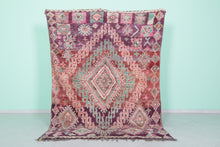 Handmade berber wool rug: 5.8 x 8.1 feet Pink tribal design rug -