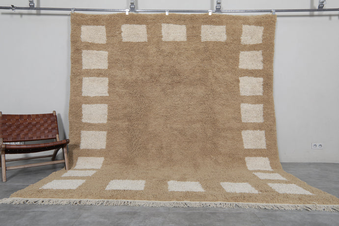 Beni Ourain Moroccan Carpet - Handmade Wool Rug with Geometric Squares