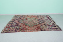 Handmade berber wool rug: 5.8 x 8.1 feet Pink tribal design rug -
