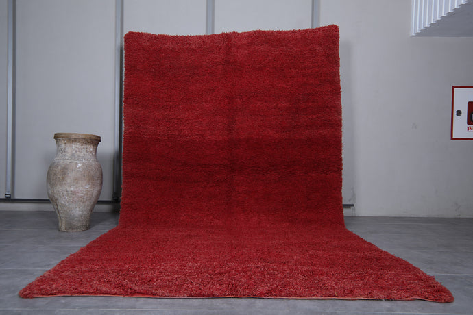 Moroccan Vintage Rug 7.7 x 12.9 Feet | Luxurious Red Wool Rug