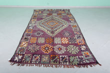 Vintage purple berber rug 4.9 x 10.9 feet - Handwoven Moroccan wool kilim runner