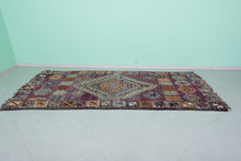 Vintage purple berber rug 4.9 x 10.9 feet - Handwoven Moroccan wool kilim runner