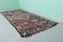 Vintage purple berber rug 4.9 x 10.9 feet - Handwoven Moroccan wool kilim runner