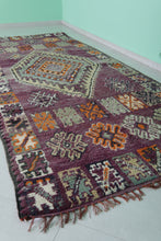 Vintage purple berber rug 4.9 x 10.9 feet - Handwoven Moroccan wool kilim runner