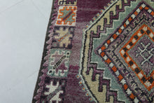 Vintage purple berber rug 4.9 x 10.9 feet - Handwoven Moroccan wool kilim runner