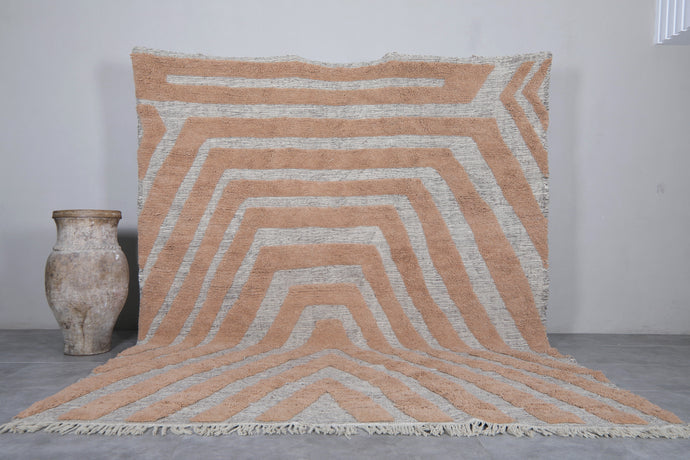 Modern Beige and Ivory Berber Rug - Handmade Moroccan Custom Carpet