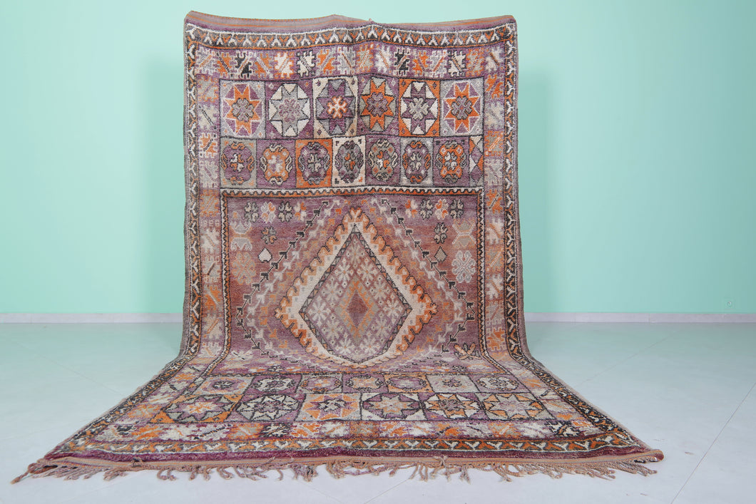 Handmade vintage moroccan rug 6.4 x 10.8 feet - Large wool Berber rug