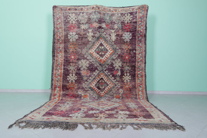 Vintage berber moroccan rug 6.3 x 10.2 feet - Handmade moroccan wool area rug in Plum