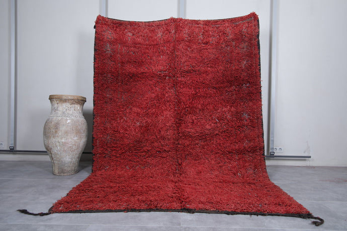 Moroccan Boujaad Rug - 6.7 x 9.7 ft | Handwoven Plush Red