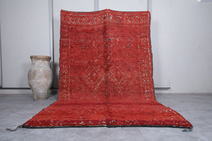 Moroccan Vintage Rug 6.6 x 10.7 Feet | Bold Red Berber Design