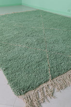 Handwoven Wool Rug in Soft Mint Green – Classic Diamond Pattern - Custom Rug